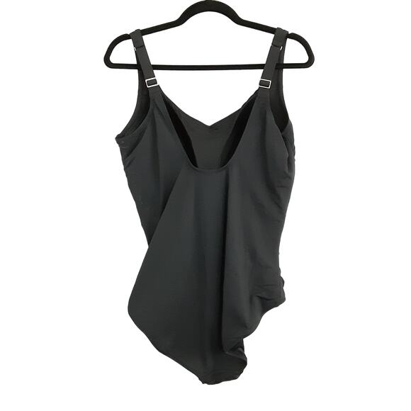 Lands End One Piece Swimsuit Black V Neck Tummy Control Bathing Suit Womens 16 - Picture 3 of 12